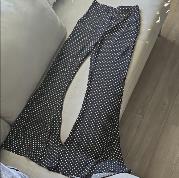 Zara Black Flare Trouser Pants with White Dots Size S - Picture 6 of 6